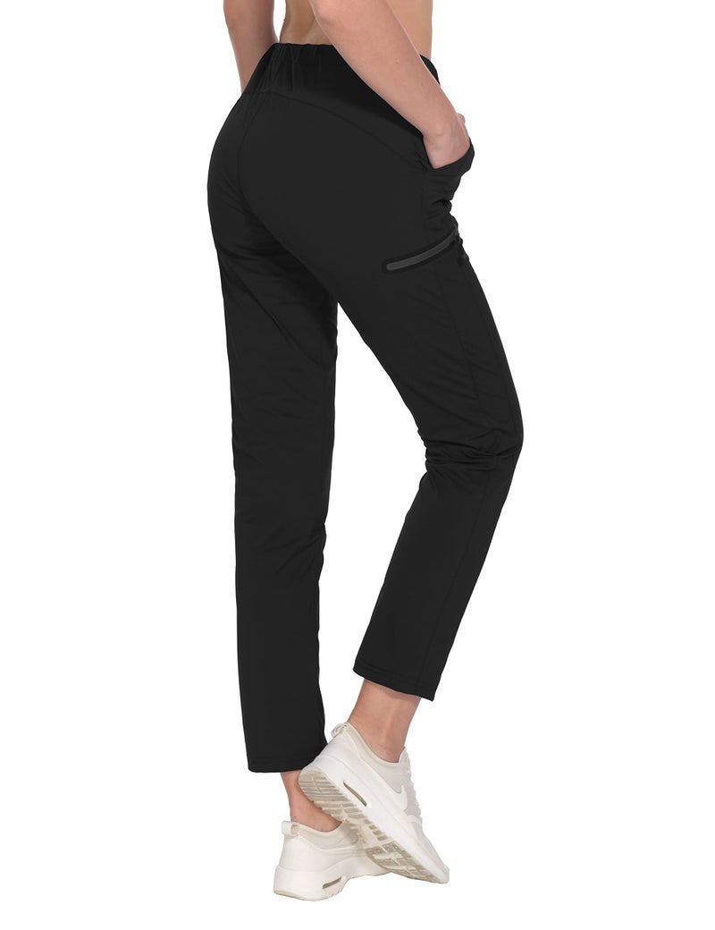 Little Donkey Andy Women's Ultra-Stretch Quick Dry Lightweight Ankle Pants Drawstring Active Travel Hiking Black L - Image 1